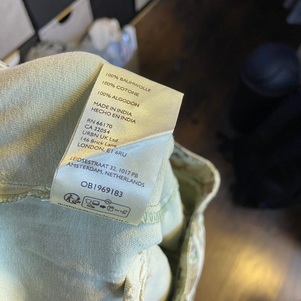 Anthropologie Floral Camo Cargo Pants Women 2 Beige Green Barrel Balloon Utility - Picture 11 of 11